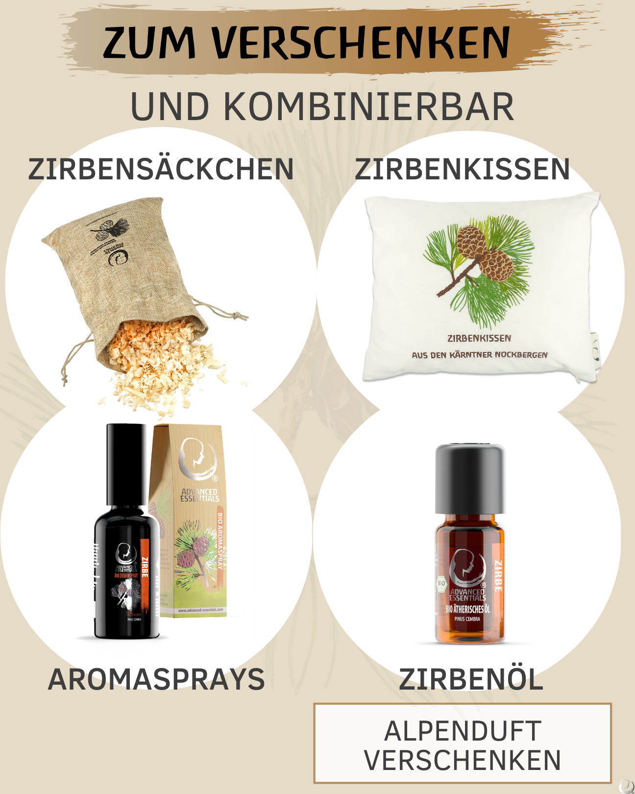 Zirbenschatulle klassisch mit Zirbenöl (10 ml)