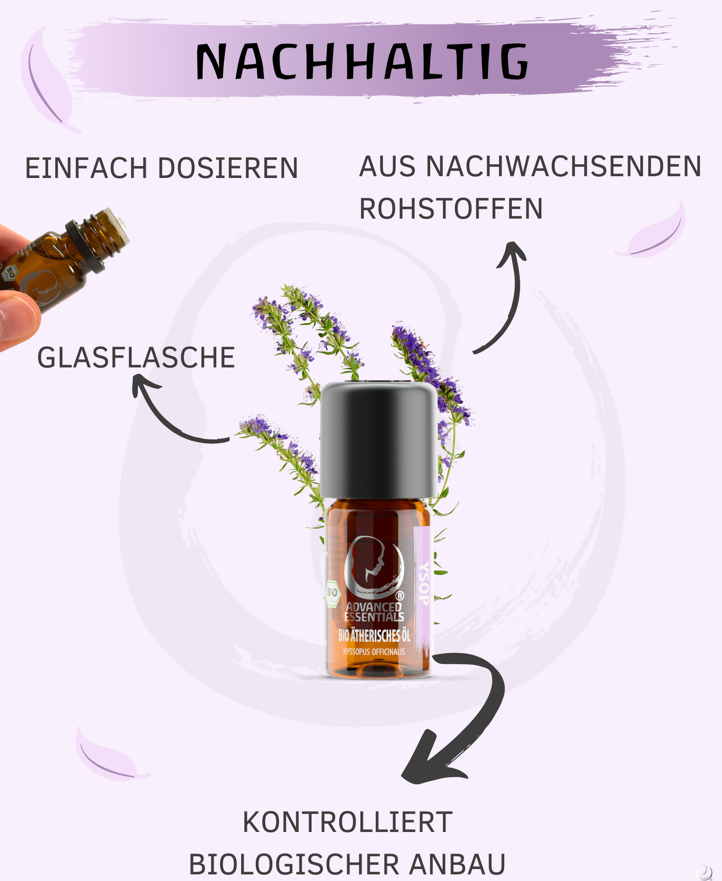 BIO Ysopöl ätherisches Öl (Hyssopus officinalis) kontrolliert biologischer Anbau | Ysopöl bio aus Spanien (Ysop, 5ml)