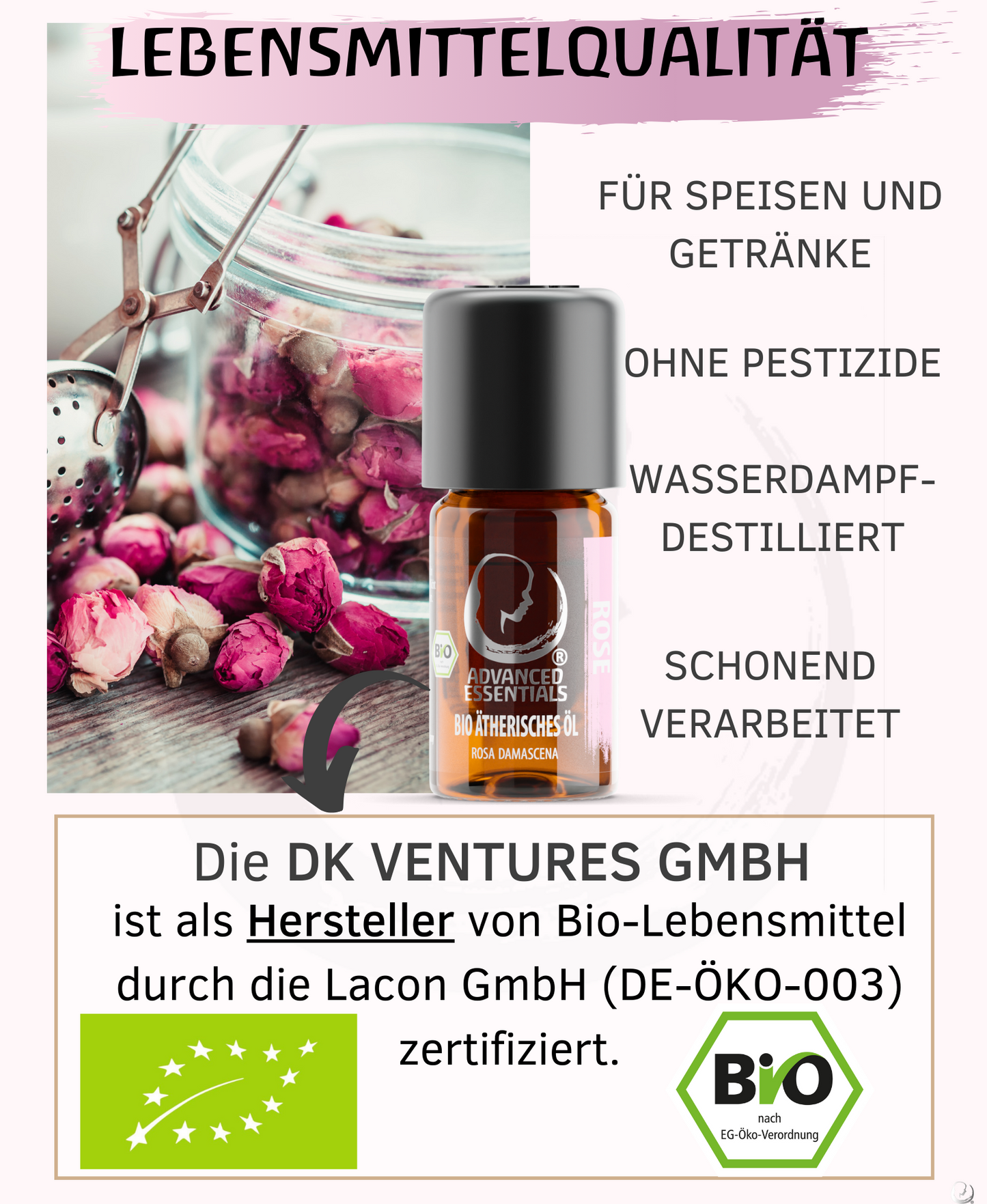 BIO Rosenöl ätherisches Öl (Rosa damascena) 5ml