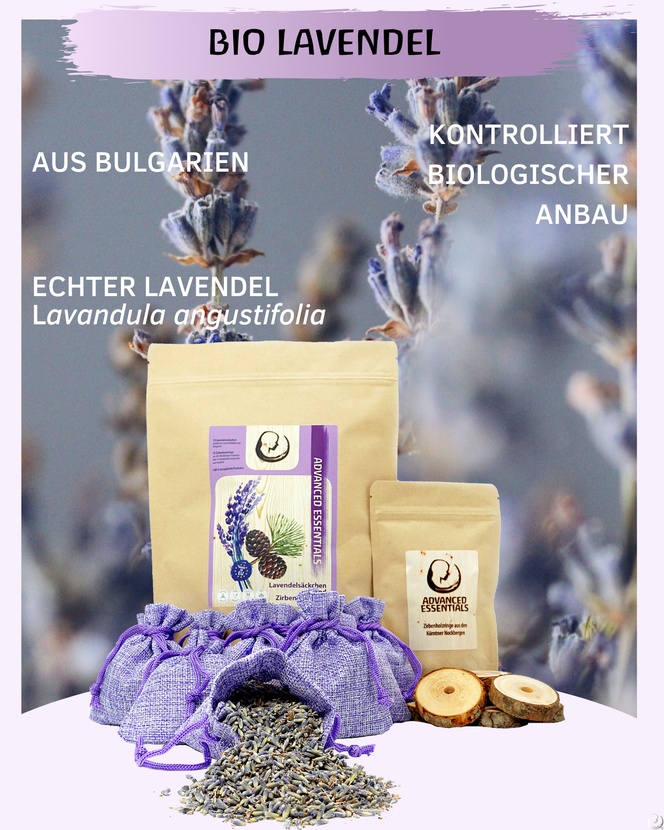 BIO Lavendelsäckchen & Zirben-Holzringe Bundle