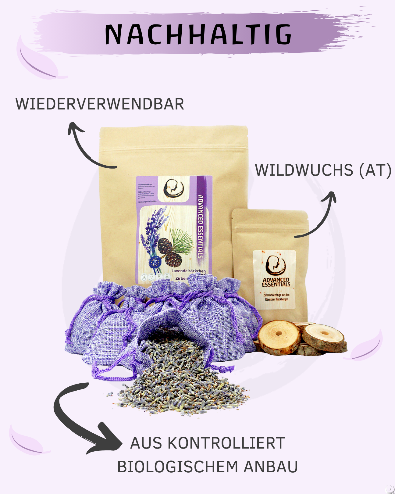 BIO Lavendelsäckchen & Zirben-Holzringe Bundle