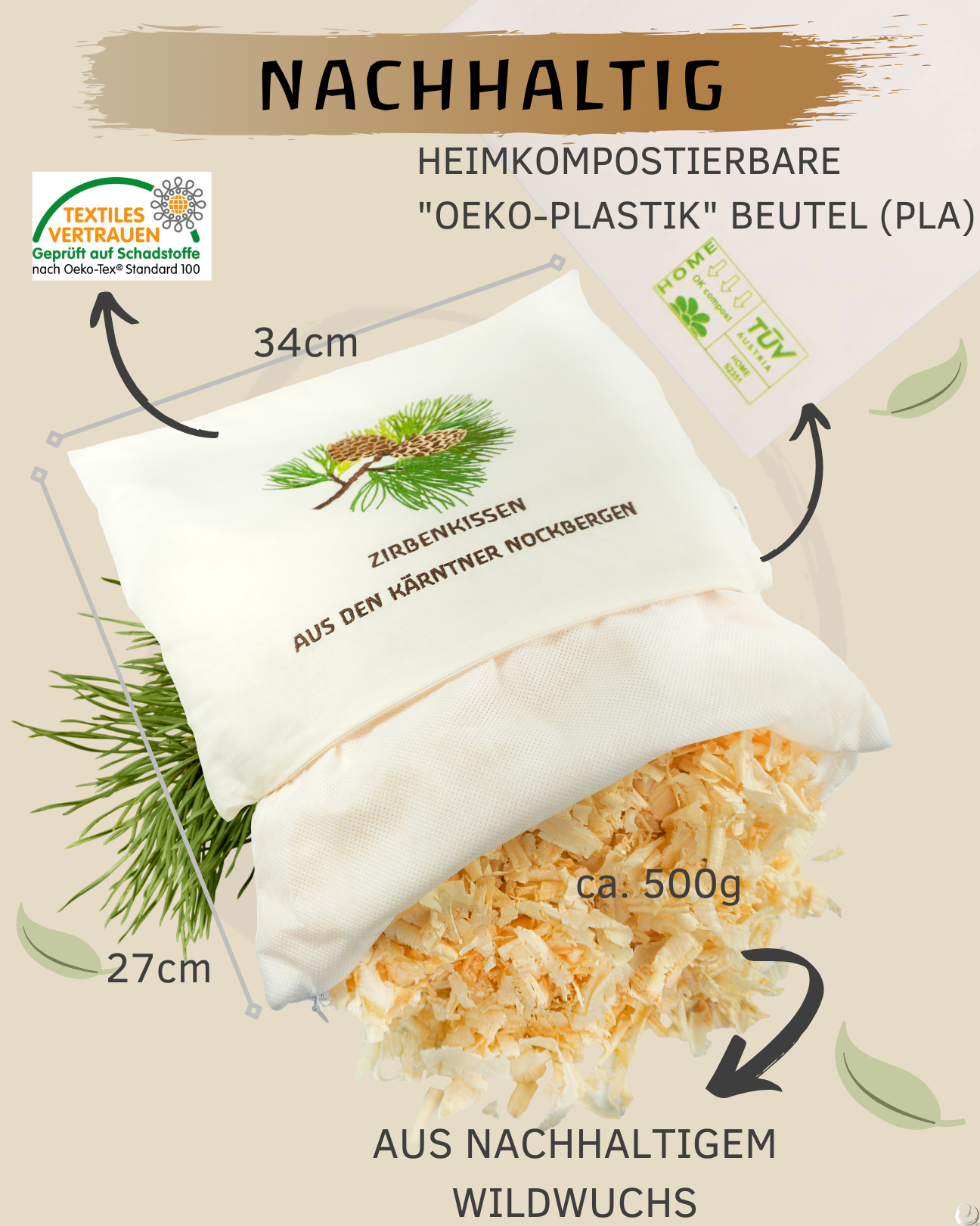 BIO Zirbenkissen (bestickt)
