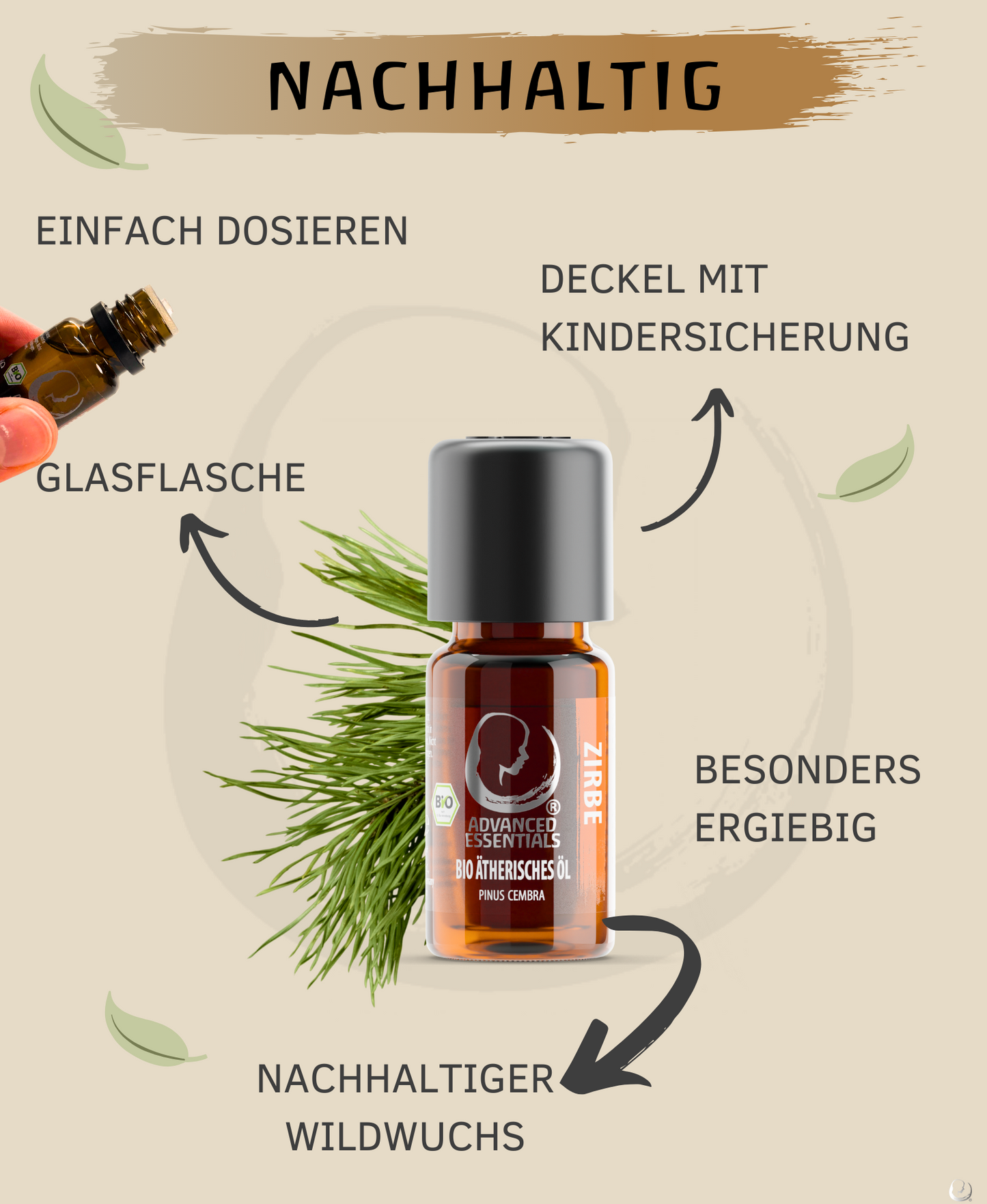 BIO Zirbenöl ätherisches Öl (Pinus cembra) Wildwuchs Zirbenöl bio aus Österreich (Zirbe, 10ml)