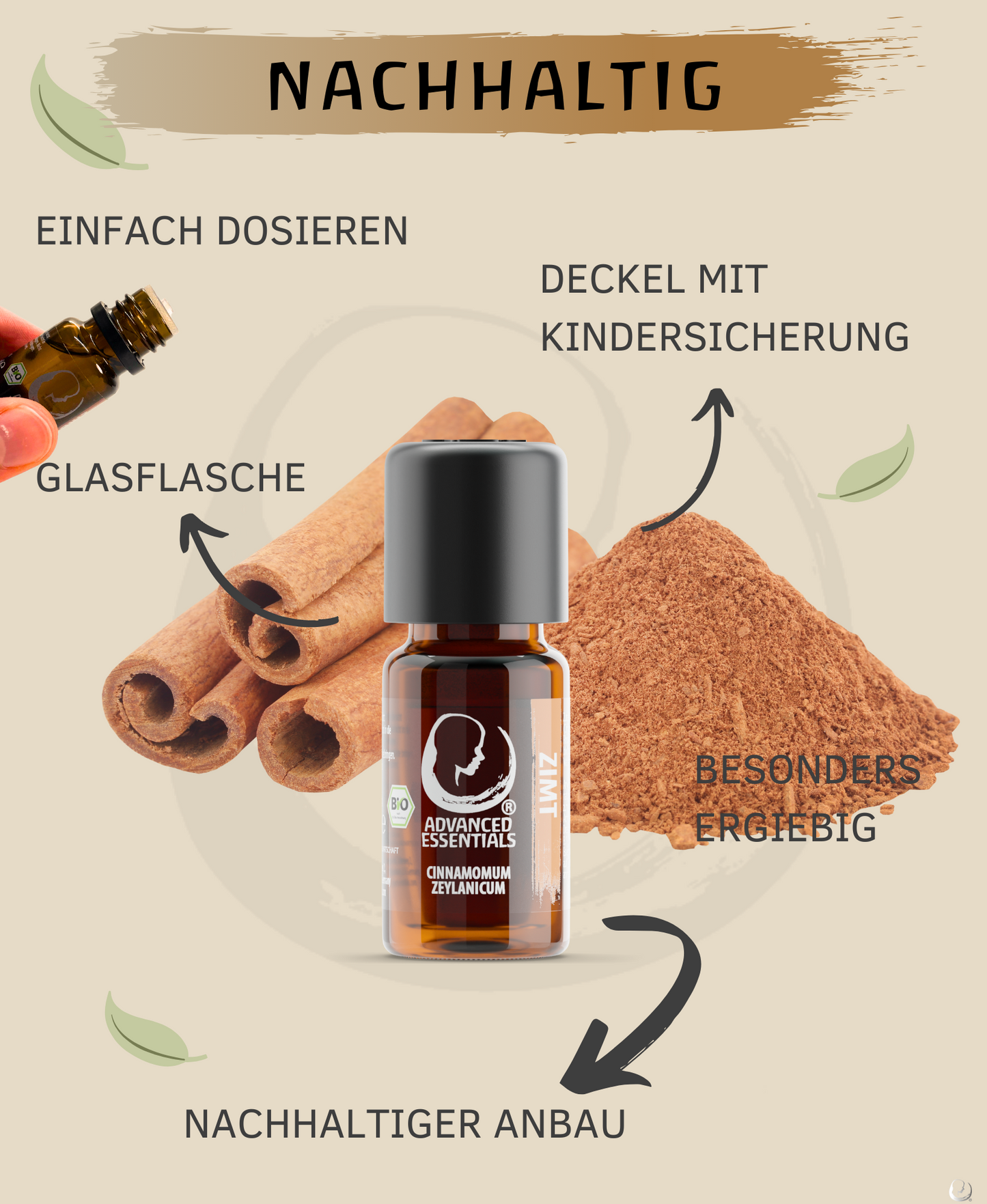 BIO Zimtöl (Cinnamomum zeylanicum) kontrolliert biologischer Anbau ätherisches Zimtrindenöl bio aus Sri Lanka (Zimt, 10ml)