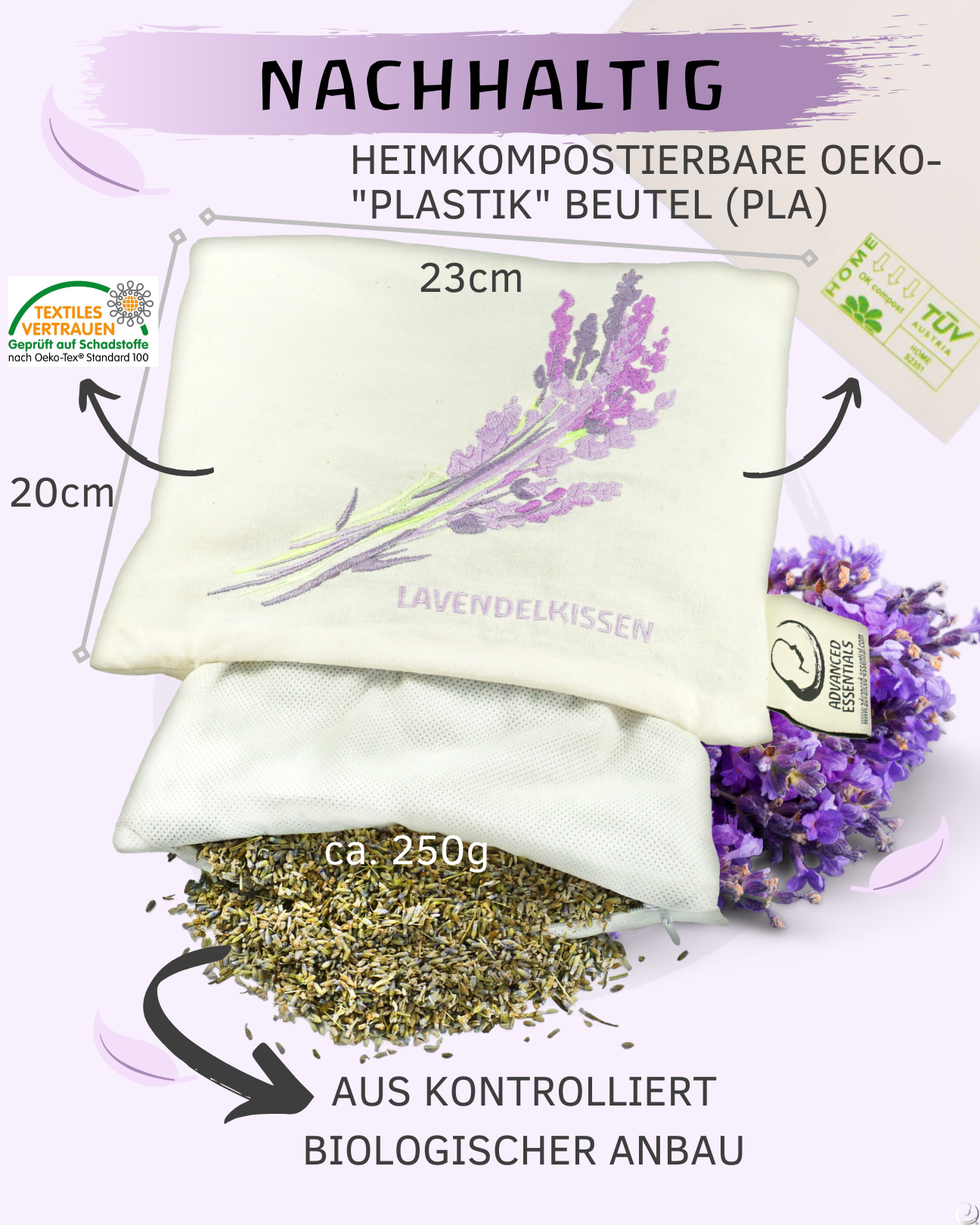 BIO Lavendelkissen (bestickt)
