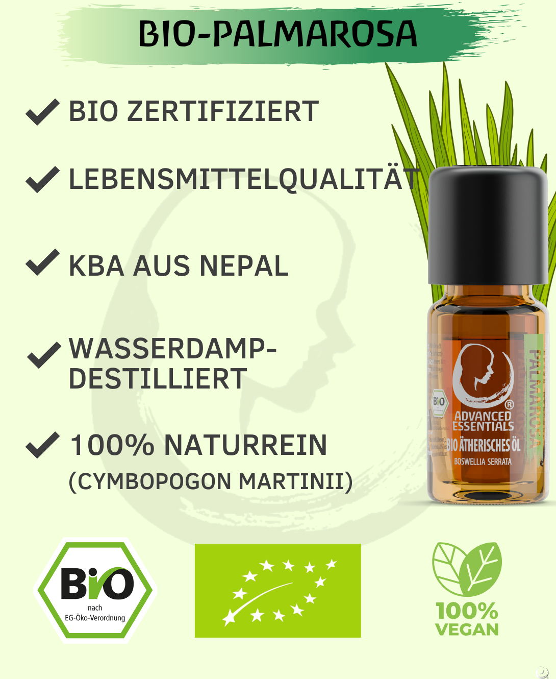 BIO Palmarosaöl (Cymbopogon martinii)