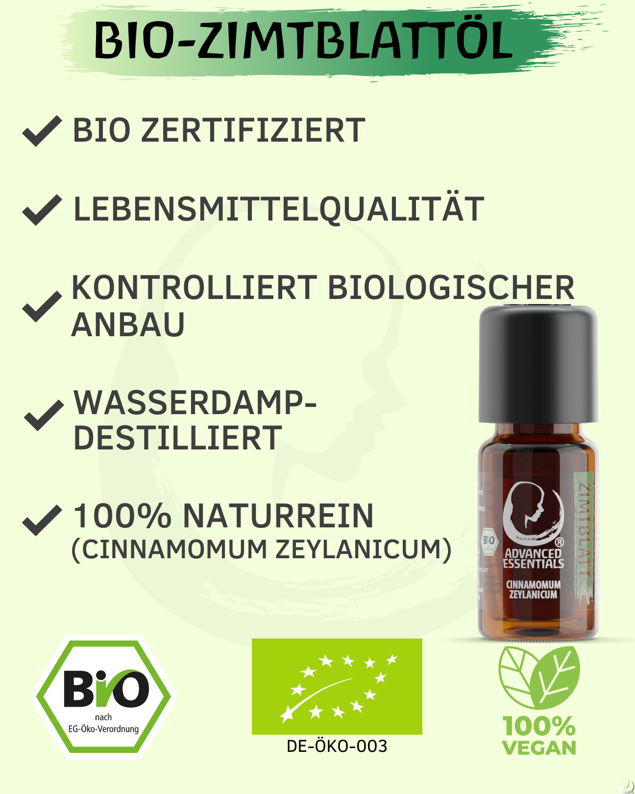 BIO Zimtblattöl (Cinnamomum zeylanicum) kontrolliert biologischer Anbau ätherisches Zimtblattöl bio aus Sri Lanka (Zimtblatt, 10ml)