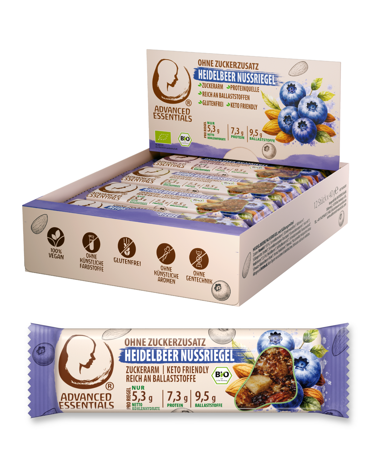 12er Set Blaubeer Nussriegel 480 g