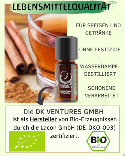 BIO Zimtblattöl (Cinnamomum zeylanicum) kontrolliert biologischer Anbau ätherisches Zimtblattöl bio aus Sri Lanka (Zimtblatt, 10ml)