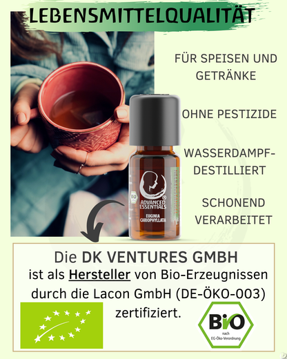 BIO Nelkenstängelöl ätherisches Öl (Euginia cariophyllata) kontrolliert biologischer Anbau Nelkenstängelöl bio aus Sri Lanka (Nelke, 10ml)