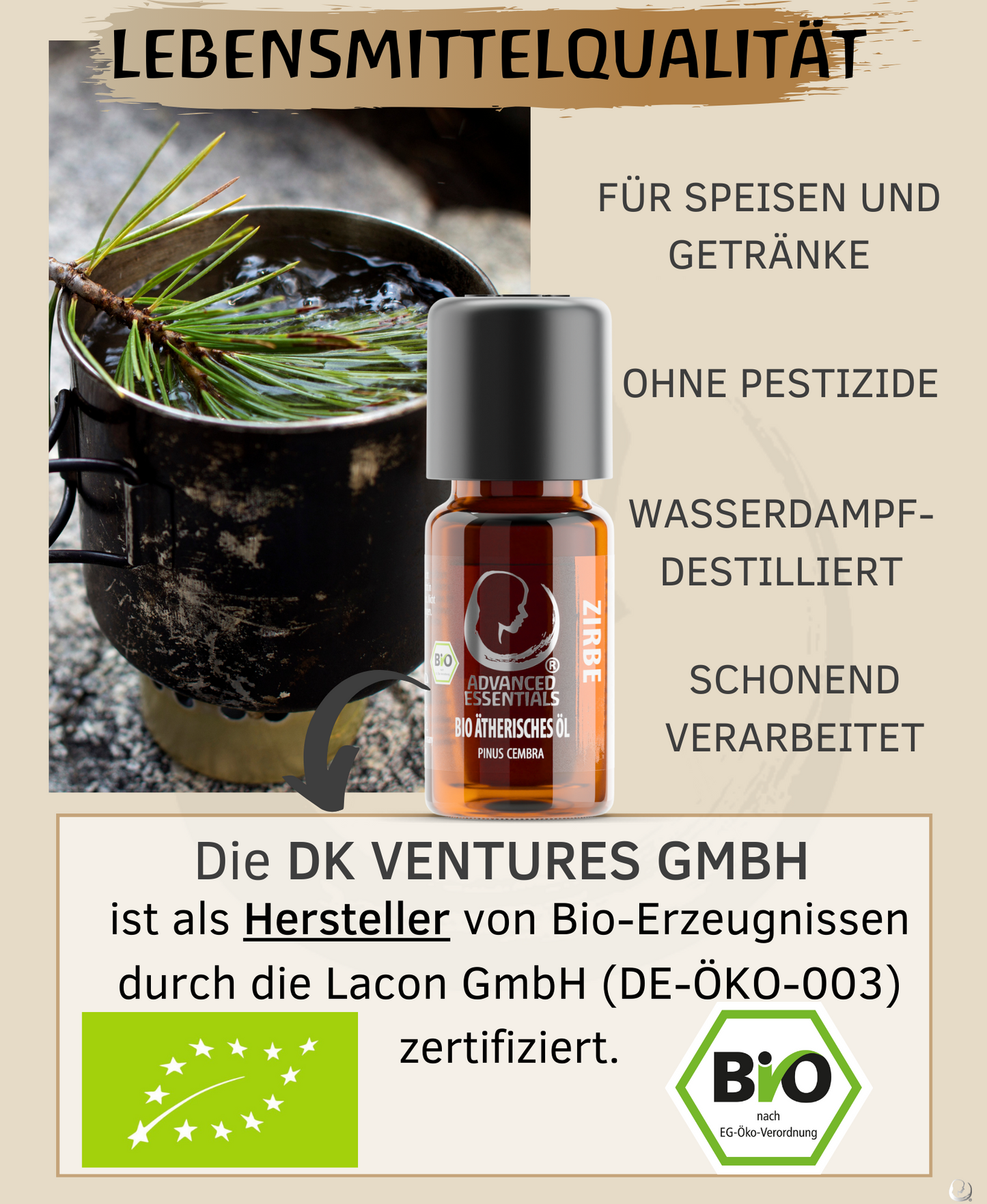 BIO Zirbenöl ätherisches Öl (Pinus cembra) Wildwuchs Zirbenöl bio aus Österreich (Zirbe, 10ml)