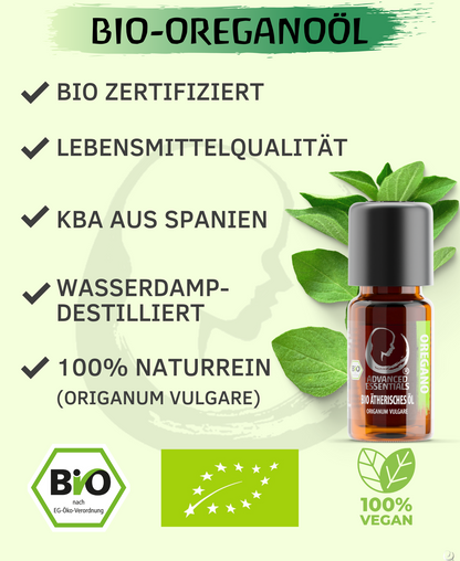 BIO Oreganoöl ätherisches Öl (Origanum vulgare) Wildwuchs Oreganoöl bio aus Spanien (Oregano, 10ml)
