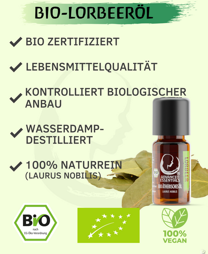 BIO Lorbeeröl ätherisches Öl (Laurus nobilis) Wildwuchs | Lorbeerblattöl bio aus Albanien (Lorbeer, 10ml)