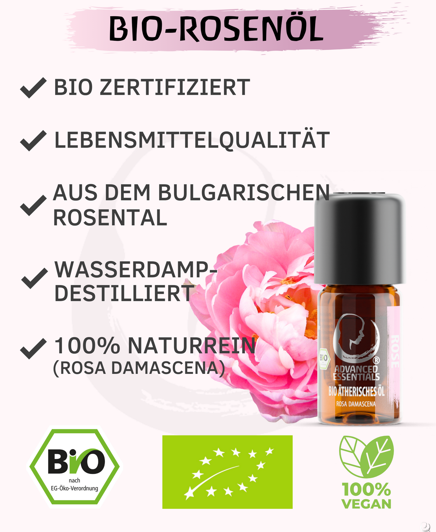 BIO Rosenöl 5% ätherisches Öl (Rosa damascena) 10ml