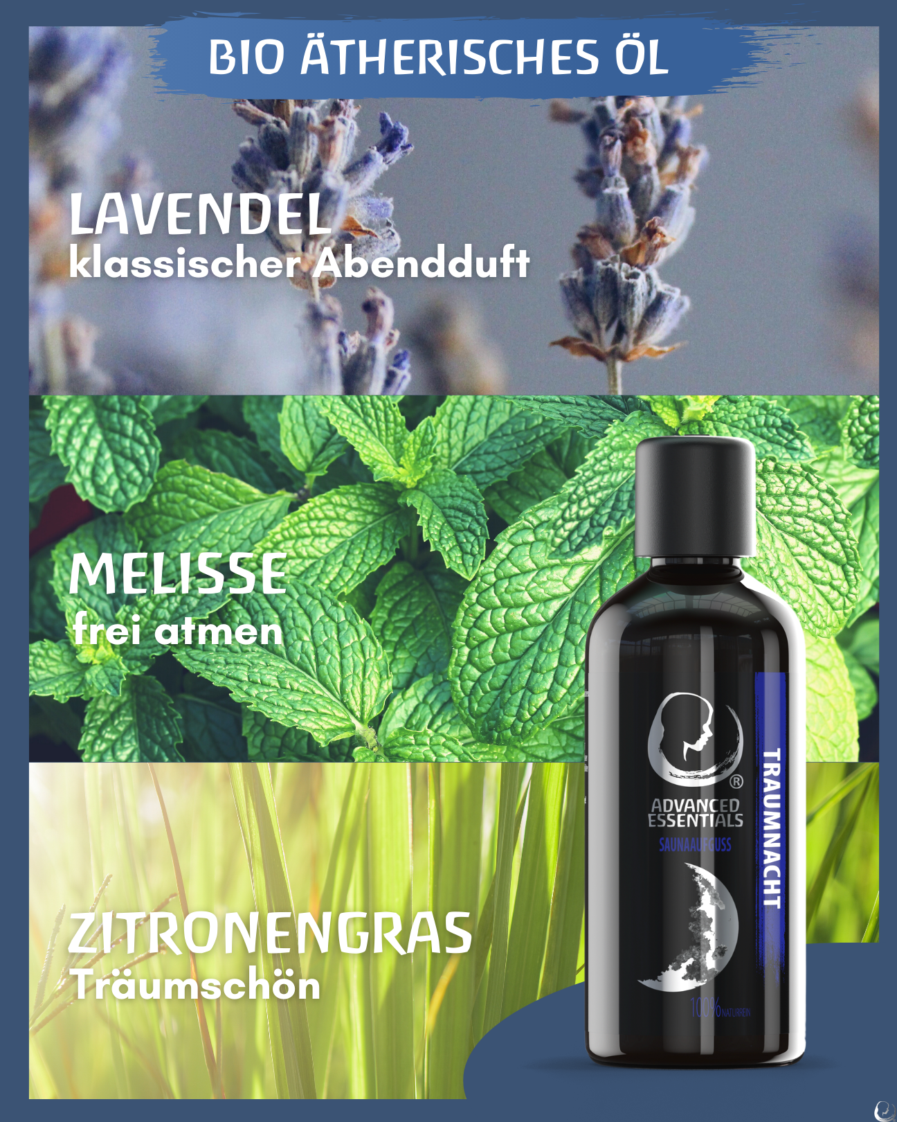 BIO Saunaaufguss Traumnacht (Lavendel/Bergamotte/Vanille) hochdosiertes ätherisches Öl (100ml)