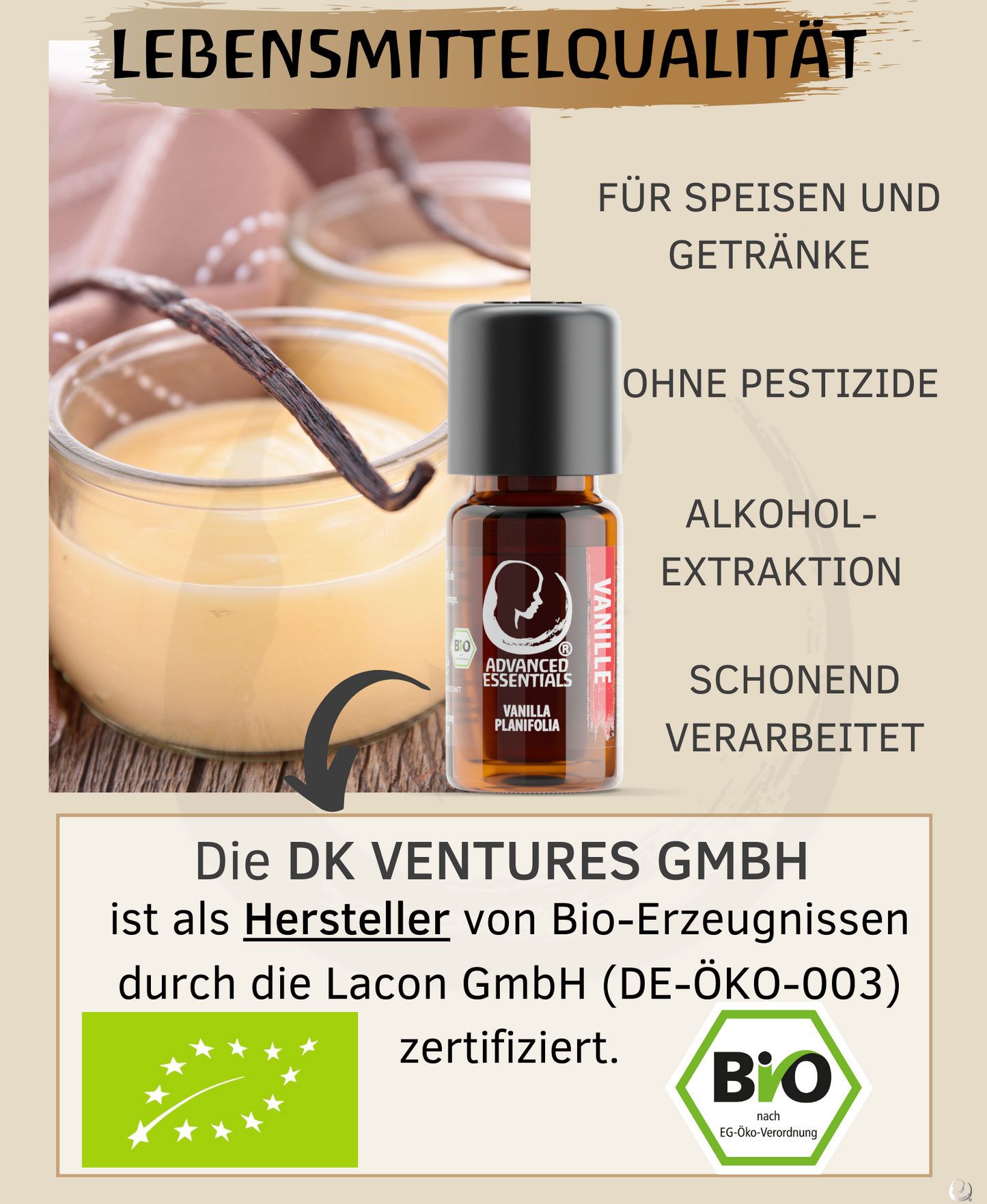 BIO Vanille Extrakt (Vanilla planifolia) kontrolliert biologischer Anbau ätherisches Vanilleöl bio aus Madagaskar (Vanille, 10ml)