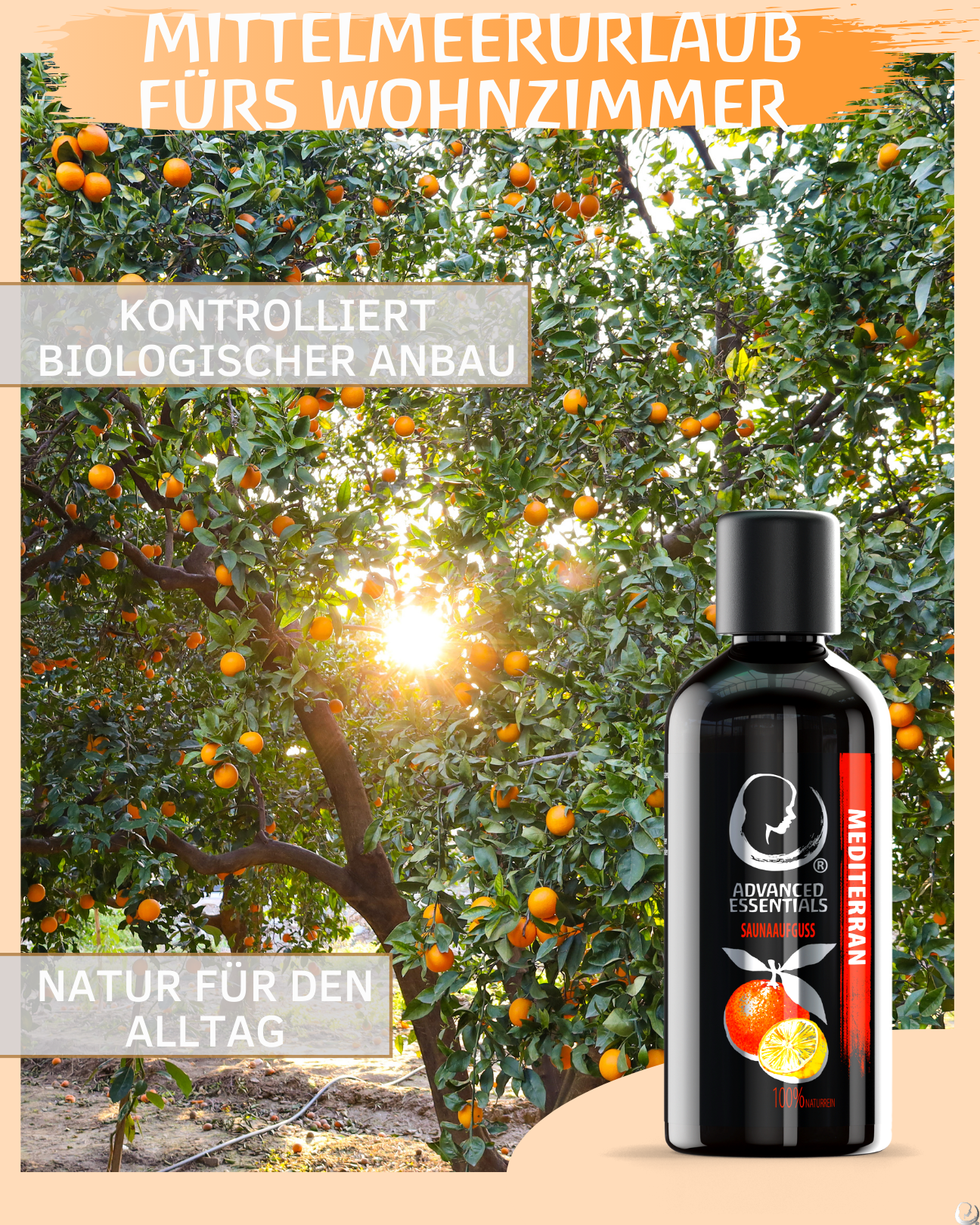 BIO Saunaaufguss Mediterran(Zitrone/Orange) hochdosiertes ätherisches Öl (100ml)