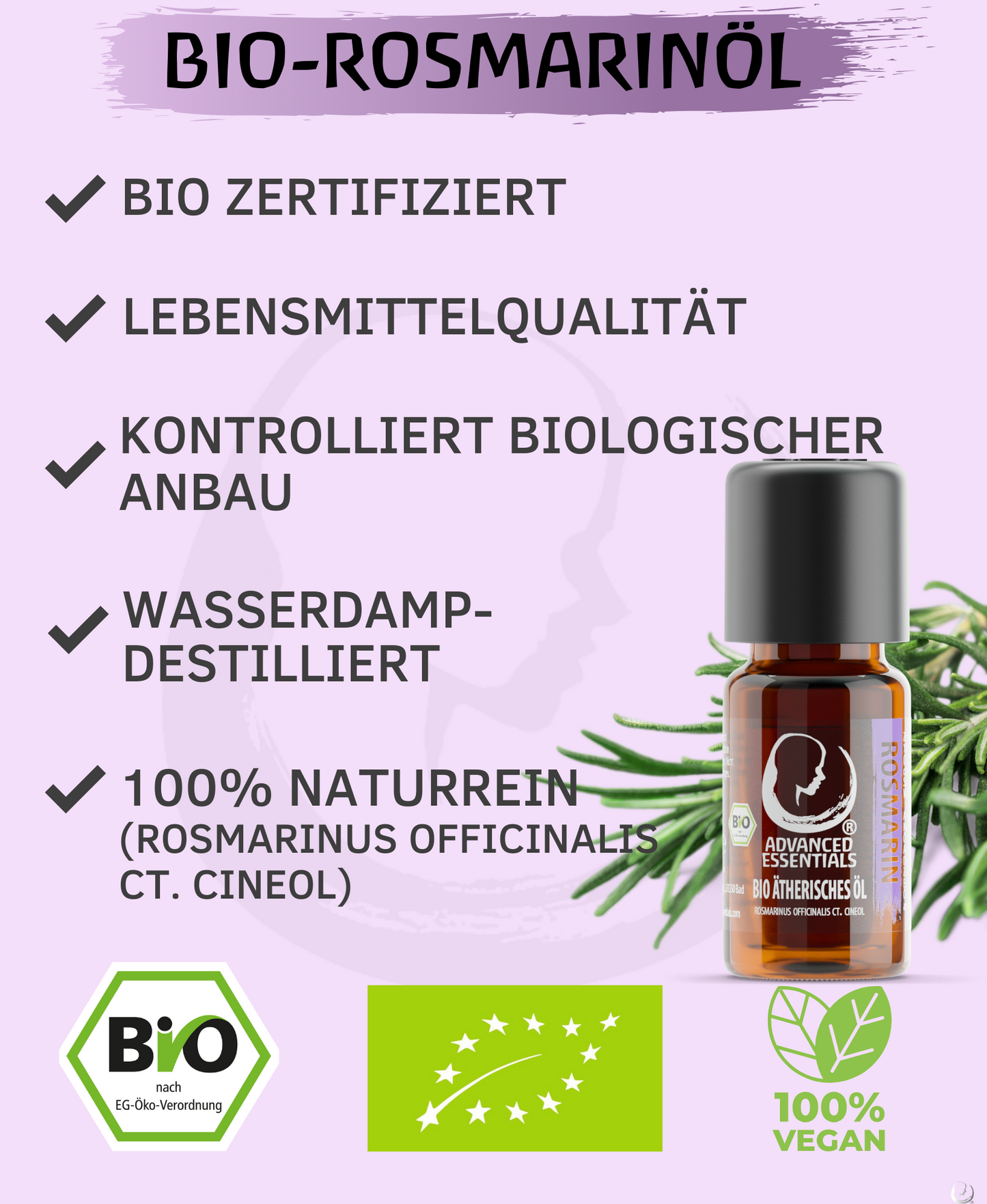 BIO Rosmarinöl ätherisches Öl (Rosmarinus officinalis ct. Cineol) kontrolliert biologischer Anbau (Rosmarin ct. Cineol, 10ml)