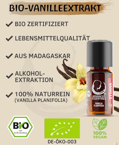 BIO Vanille Extrakt (Vanilla planifolia) kontrolliert biologischer Anbau ätherisches Vanilleöl bio aus Madagaskar (Vanille, 10ml)